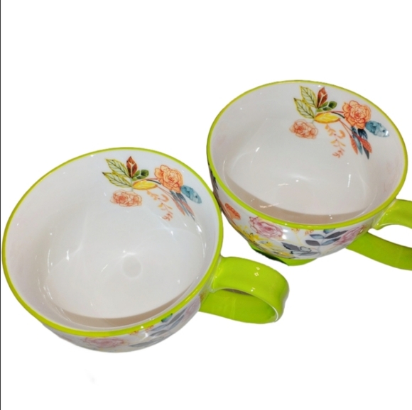 Potter's Studio Coffee Pedestal Mug Colorful Botanical Design Floral . Set 2 - Picture 2 of 8